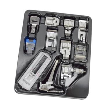 Imagem de UGPLM Conjunto de calcadores para máquina de costura doméstica, peça de reposição, acessórios portáteis confiáveis para uso doméstico, calcador overlock, 11 Unidades