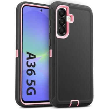 Imagem de Jelanry Capa para Samsung Galaxy A36 5G, capa protetora resistente e robusta de camada dupla à prova de choque com porta anti-poeira/arranhões, capa traseira para Samsung A36 de 6,7 polegadas, preta