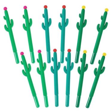 Imagem de Craftdady 15 peças de canetas esferográficas de tinta preta para escrita de cacto, canetas esferográficas de gel 3 cores fofas para sala de aula, escola, escritório, estudantes, suprimentos 155 mm