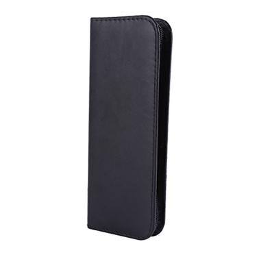 Imagem de Profissional PU Couro Cabeleireiro Tesoura Bolsa Ferramenta Bag Zipper Case Para Barbeiros Estilistas Preto 22x19cm