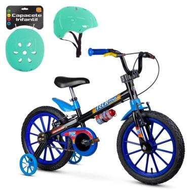 Imagem de Bicicleta Tech Boys Aro 16 C/ Rodinhas Garrafinha e Capacete