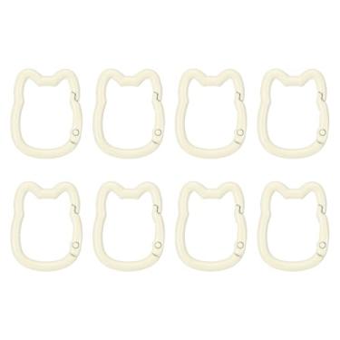 Imagem de PATIKIL Gancho de pressão, 8 peças de clipes de chaveiro em forma de gato fofo pequenos porta-chaves para bolsa, alça de bolsa, joias, acessórios de acampamento, bege