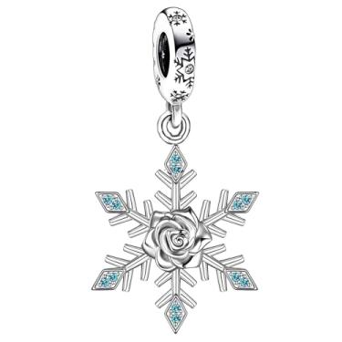 Imagem de GMXLin Pingente de floco de neve para inverno compatível com pulseiras Pandora Charms, Cobre