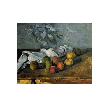 Imagem de Natureza Morta Quadro Parede em Tela-Famosas Pinturas para Sala de Jantar-Maçãs e guardanapo-Decoração Cozinha Vintage 20x25cm Sem Moldura