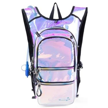 Imagem de Mubasel Gear Mochila de Hidratação com Luzes Led Bacanas, Pacote de Hidratação com Bexiga de 2 Litros, Bolsa Divertida e Colorida para Corrida, Caminhada, Escalada, Festivais de Música Urbana e Raves.