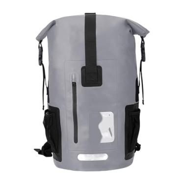 Imagem de UGPLM Mochila impermeável de 35 litros, bolsa seca com alça peitoral, design ergonômico de PVC para passeios de barco e vela, multifuncional, Cinza