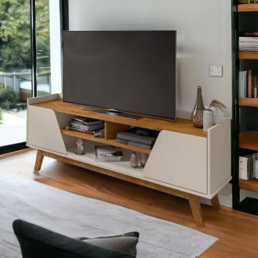 Imagem de Rack Com Nichos Turim Off White E Naturalle Bechara