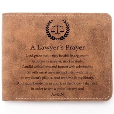 Imagem de TZYTHT Presentes de oração de advogado, carteira para homens, carteira de couro personalizada gravada, presentes de formatura para faculdade de direito futuros presentes de advogado, Advogado