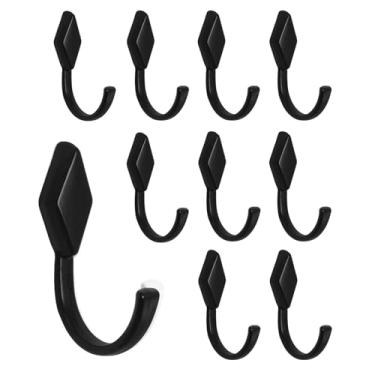 Imagem de HhdvdyWgd 10 ganchos de parede de liga de zinco para banheiro, quarto, cozinha, toalha, roupão, cabide de chave com suporte resistente (preto)