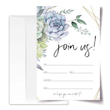 Imagem de ANYEMW Junte-se a nós! - Cartões de convite com envelopes pacote de 20 (10 x 15 cm) - Convites florais para chá de bebê, casamento, chá de panela, batismo, etc. (148)