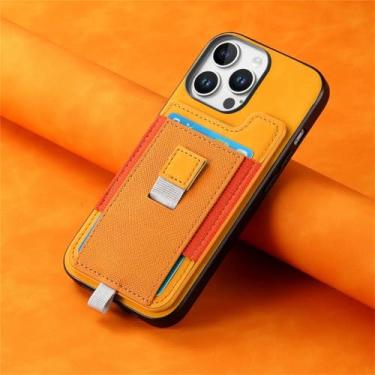 Imagem de YOGISU Capa de celular magnética removível com porta-cartões para iPhone 16 Pro Max (para iPhone 16 Pro Max/amarela)
