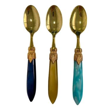 Imagem de Colher Chá Café 15cm Mesa Posta Colorido 3 Peças Bugatti