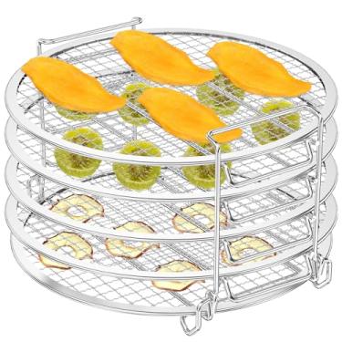 Imagem de Rack desidratador de 5 camadas empilhável desidratador de alimentos secador de alimentos aço inoxidável Air Fryer Rack acessórios compatíveis com Ninja Foodi panela de pressão 6,5 Qt e 8 Qt panela