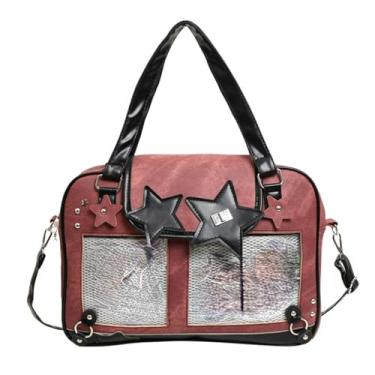 Imagem de Ita Bag Cute Kawaii Star Bolsa tiracolo de grande capacidade para mulheres, leve e elegante, Marrom avermelhado