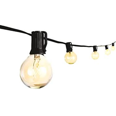 Imagem de SFEG Cordão de luzes G40 - Lâmpadas de vidro incandescentes quentes de 5 W, fio de calibre 18 - Cordão de luzes globo reguláveis para quintal, pátio, varanda, jardim - Luzes decorativas para pendurar