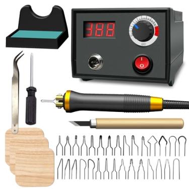 Imagem de FIRElood Ferramenta Para Queima De Madeira Lh30-1, Caneta 25 A 750 °C, Kit Profissional, Com Termômetro Digital, Temperatura Ajustável, 1 Caneta, 30 Pontas (Caneta Lh30-1A)