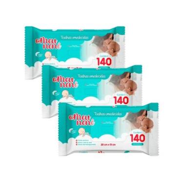 Imagem de Kit 3 Toalhas Umedecidas Meu Nenê com 140 Unidades