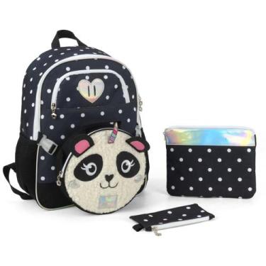 Imagem de Mochila de Costas Luxcel Up4You Panda Preto, Preto, Único