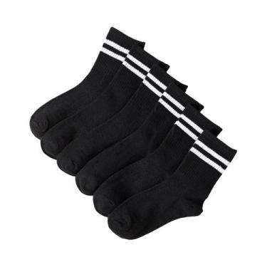 Imagem de Conjunto com 6 Pares de Meias Femininas de Algodão - Cano Alto, Branca