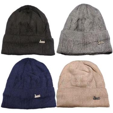 Imagem de Kit 6 Peças Touca Lisa Gorro de Frio Inverno com Forrada Adulto Unisse