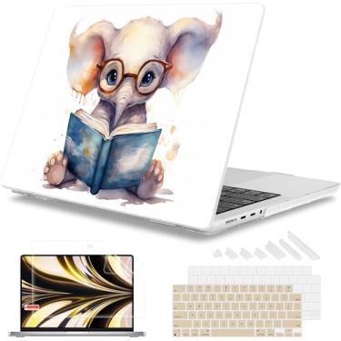 Imagem de Mektron Capa para laptop 2025 MacBook Pro 14 polegadas M4 2024 A3112 A3401 A3185 serve para 2023/2021 M3 A2918 A2992 M2 A2779 M1 A2442 Pro/Max, capa rígida de plástico impresso, linda Elefante C342