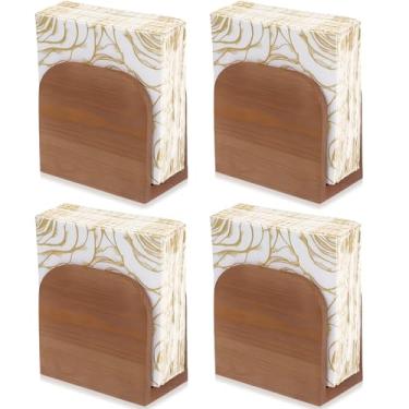 Imagem de Colingmill 4 peças porta-guardanapos de madeira para armazenamento de guardanapos de papel vertical dispensador de lenços rústicos para decoração de mesa de cozinha sala de jantar