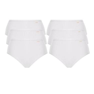 Imagem de Kit 6 Calcinhas Cotton Altas Loba Clássica Lupo 40351-001, Branco, G