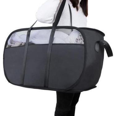 Imagem de Cesto de roupa suja Pop Up XIAYAN preto com alças duráveis