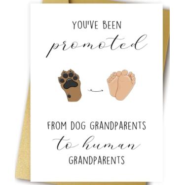 Imagem de OJsensai Anúncio engraçado de gravidez para avós, cartão fofo de gravidez para avós, promovido de avós de cães a avós humanos