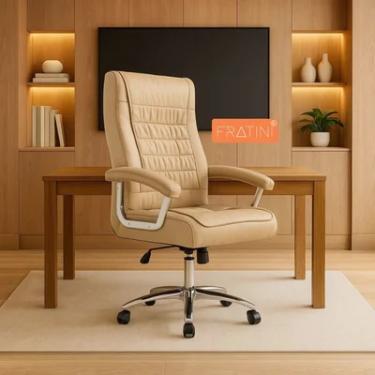 Imagem de Cadeira Escritório Couro Presidente Molas Ensacadas Nr17 Califórnia Fratini Cor:fendi.