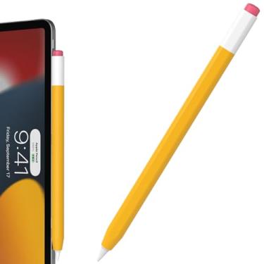 Imagem de FAFALITHIC Capa de silicone clássica compatível com Apple Pencil Pro e Apple Pencil capa protetora de 2ª geração, suporta carregamento magnético e toque duplo (amarelo)