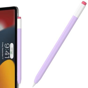 Imagem de FAFALITHIC Capa de silicone clássica compatível com Apple Pencil Pro e Apple Pencil capa protetora de 2ª geração, suporta carregamento magnético e toque duplo (roxo)