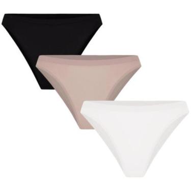 Imagem de Kit Com 3 Calcinhas Biquini De Microfibra Trifil, Branco, Preto, Macad