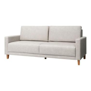 Imagem de Sofá 3 Lugares Fixo Living Sorento Tecido Sintético Madeira Maciça Alm