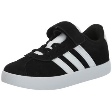 Imagem de adidas Tênis infantil unissex Vl Court 3.0 de renda elástica, Preto/Preto/Branco, 12 Little Kid