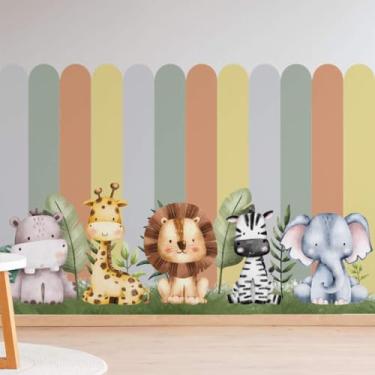 Imagem de Adesivo de Parede Infantil Cerca Cores Variadas Decoração Casa - 1m de altura(Cerca Safari - 1m x 1,5m)