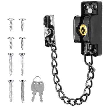 Imagem de FALESOUL Cadeado de corrente de porta resistente, trava de porta de segurança para porta da frente com chave, fechadura de porta resistente e resistente à ferrugem para quarto, porta interna, casa