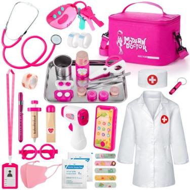 Imagem de Kit Doctor Kit médico Sundaymot para meninas de 3 a 5 anos com 34 unid