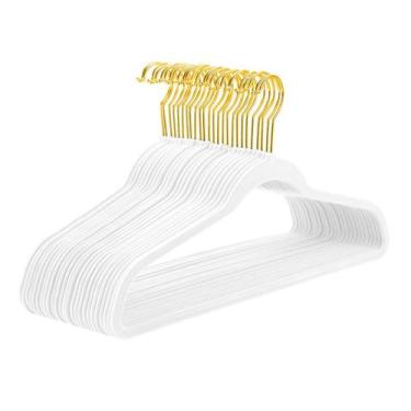 Imagem de Cabides de veludo MIZGI Premium White, pacote com 60, antiderrapantes