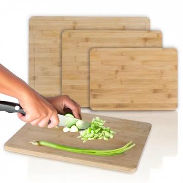 Imagem de Better Houseware Conjunto de tábua de corte de bambu de 3 peças – Tábuas de corte de madeira duráveis para cozinha – Adequado para facas, dupla face – Tamanhos: 41 x 28 cm, 35 x 25 cm, 35 x 17 cm