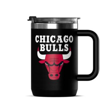 Imagem de Hydrapeak Caneca de café isolada Chicago Bulls 510 g oficialmente licenciada pela NBA com tampa, xícara de café de aço inoxidável isolada, sem BPA, parede dupla com alça, caneca de chá