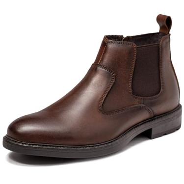 Imagem de OKKO Bota masculina Chelsea de couro legítimo, clássica, elegante, casual, sem cadarço, para homens, Café fosco (003), 45