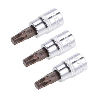 Imagem de uxcell 3 peças de 3/20.3 cm x soquete Torx Bit T45, brocas de aço S2, soquetes CR-V, comprimento de 38 mm, uso com chave catraca, barra deslizante, haste de extensão