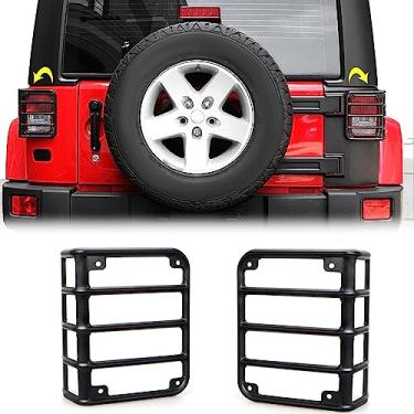 Imagem de Capa protetora de luz traseira de metal JeCar para Jeep Wrangler JK e Saara de Rubincon Esportivo ilimitado 2007-2018, preta