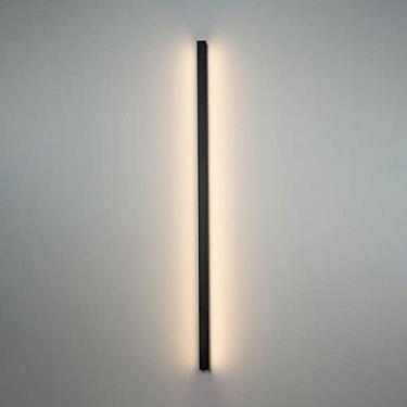 Imagem de Luminária de parede preta com tiras longas, luminária de parede simples LED nórdica de cabeceira, arandela de decoração interna, cabeceira para quarto, sala de estar, corredor, escadas (cor: