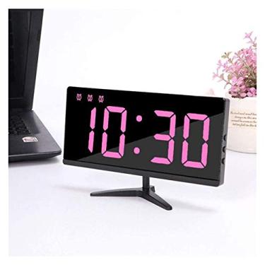 Imagem de Despertador espelhado, despertador com portas de carregador USB, TV digital, despertadores, para mesa, quarto, parede, relógio de ponto de LED, relógio com plugue de carregamento 1029 (Cor: