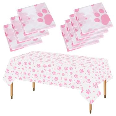 Imagem de ZEONHAK 8 peças de toalha de mesa rosa 137 x 272 cm, plástico descartável, impermeável, decoração para festa de chá, decoração de jardim, cozinha doméstica