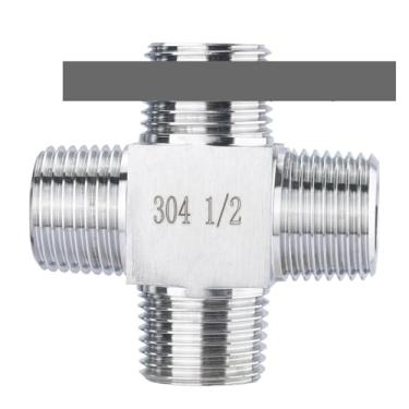 Imagem de 1/20.3 cm 1/10.2 cm 3/20.3 cm 1/5.1 cm 3/10.2 cm 2.5 cm NPT M14 M20 fêmea macho cruz 4 vias 304 bloco divisor de aço inoxidável conector de encaixe de tubulação (macho BSPT(ZG), 1/10.2 cm)