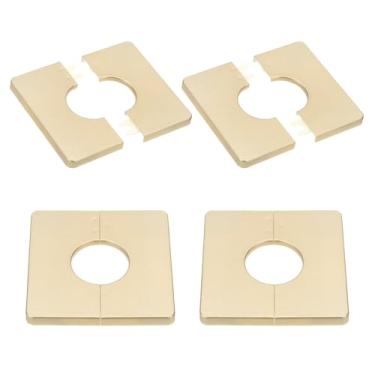 Imagem de PATIKIL Flange de parede 86 mm / 3,4" OD, 4 peças capa de placa de escudo quadrado PPR placas de cobertura de encanamento com fita autoadesiva para torneira de tubo de água de 33 mm / 1,3" de diâmetro