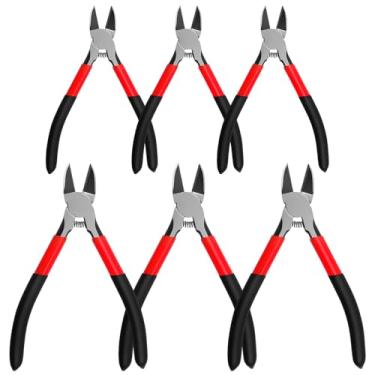 Imagem de 6 peças de cortadores de descarga de arame, alicates de corte nivelado de 12,7 e 15,2 cm, mini alicate de corte lateral portátil com alça antiderrapante, cortadores de fio profissionais para
